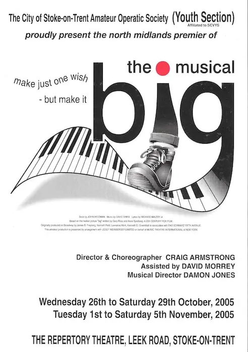 Stoke Youth Musical Theatre Company's BIG! The Musical poster