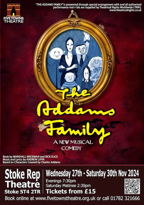 Five Towns Theatre's The Addams Family poster