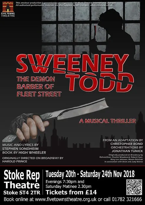 Five Towns Theatre's Sweeney Todd: The Demon Barber of Fleet Street poster