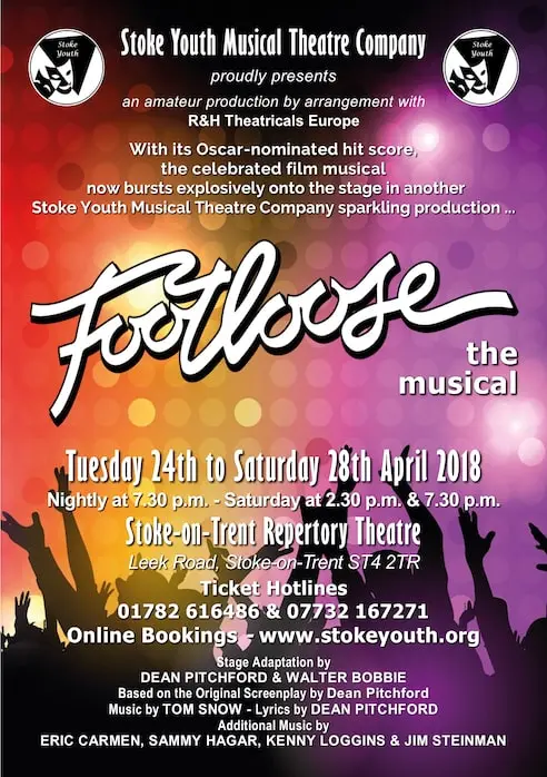 Stoke Youth Musical Theatre Company's Footloose poster