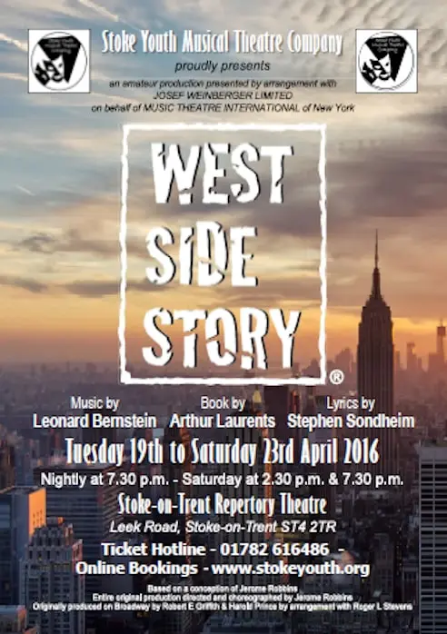 Stoke Youth Musical Theatre Company's West Side Story poster