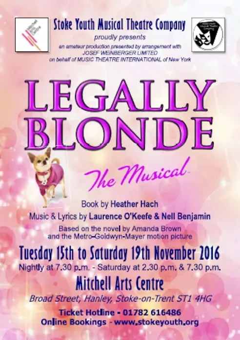 Stoke Youth Musical Theatre Company's Legally Blonde poster