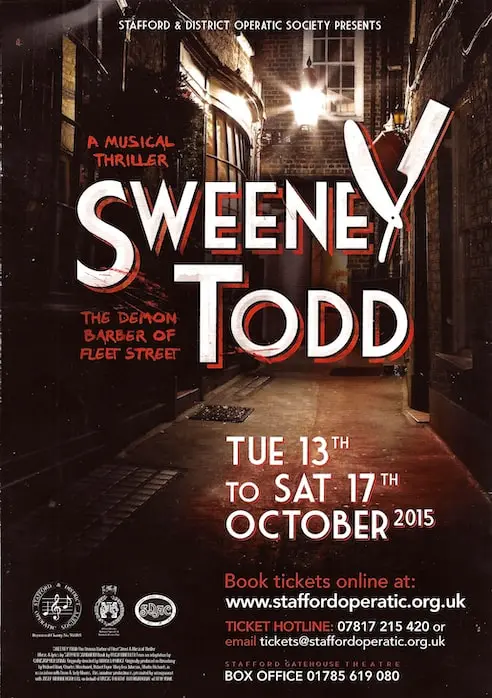 Musical Theatre Stafford's Sweeney Todd: The Demon Barber of Fleet Street poster