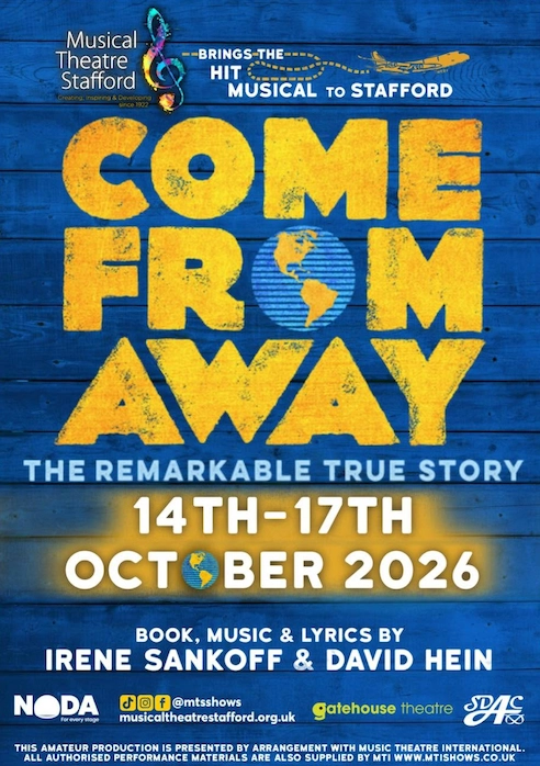 Musical Theatre Stafford's Come From Away poster